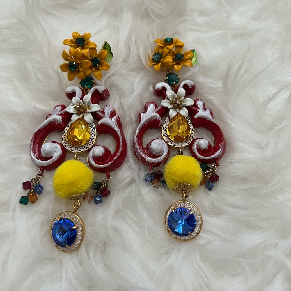 Dolce & Gabbana Chandelier Crystal Embellished Earrings